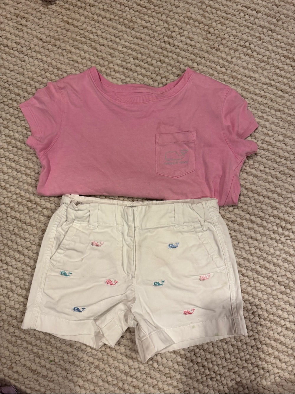 Vineyard Vines Pink Tee & White Whale Embroidered Shorts Set